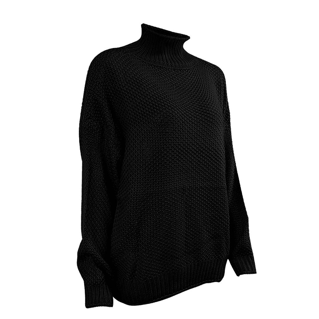 Dámské ležérní oversize robustní pletený svetr s dlouhým rukávem elegantní vintage robustní zimní svetr s vysokým výstřihem