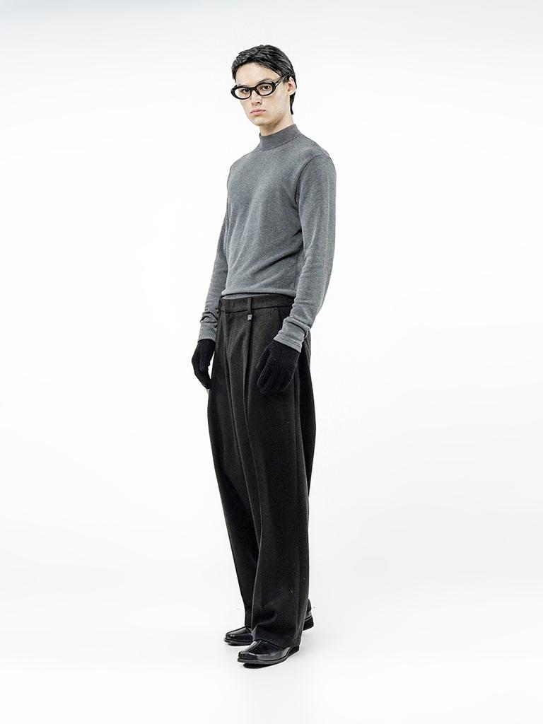 Chaenseseunoi Raised One Tuck Wool Slacks - Black /M244Pt01Bk