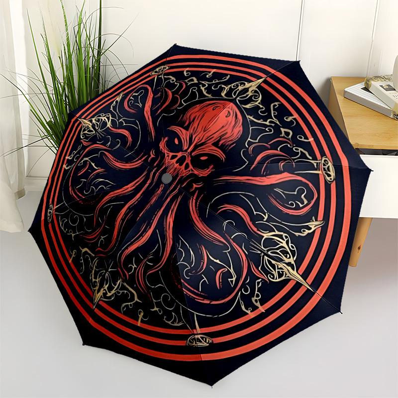 1pc Cthulhu Mandala Automatic Folding Umbrella Portable Collapsible Umbrella for All Seasons, 8-Rib Durable Construction, Perfect Gift
