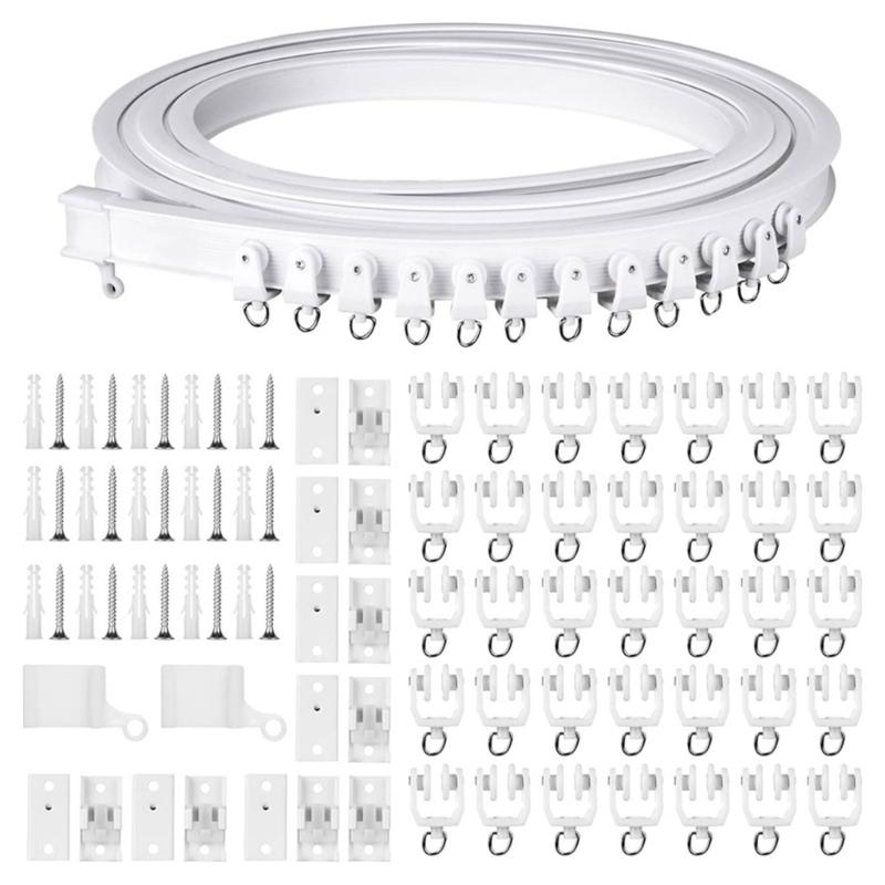 

Гибкий карниз для штор 5 метров, потолочные карнизы для штор с гладкими роликами и аксессуарами для перегородок и балконов 1