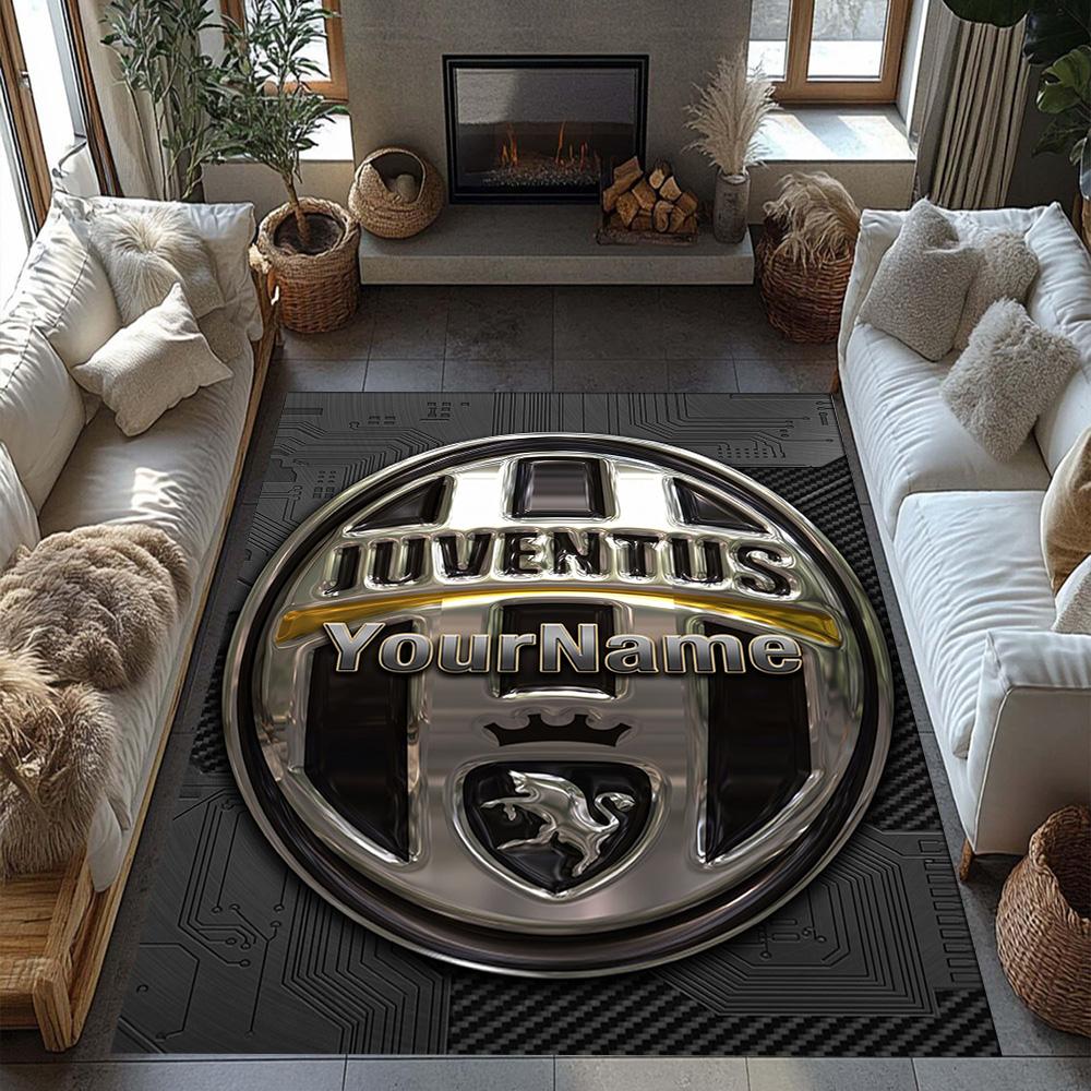 Juventus Customize Text Floor Rug Office Rug Suitable for Playrooms Dormitory Hallway Balcony Anti-slip Rug Office Home Decor Birthday/Christmas Gift
