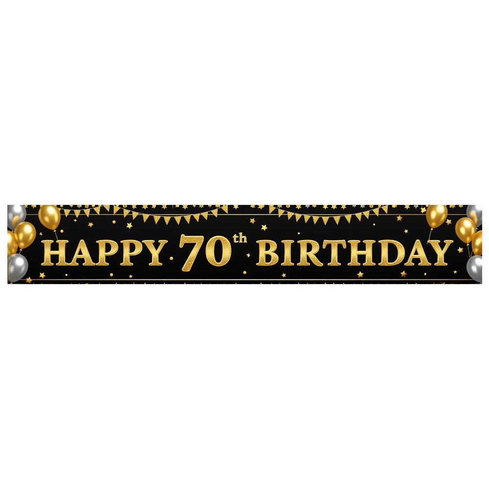 Anniversary Party Banner Reusable Milestone Celebration Banner Happy 70th Birthday Banner Polyester Material For Outdoor