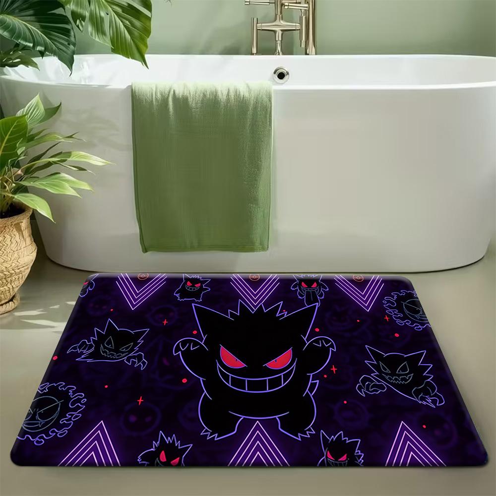 Cute Eevee with Leaves and Flowers in Sunlit Forest Print Non-slip Doormat, Soft Absorbent Floor Rug for Home Decor