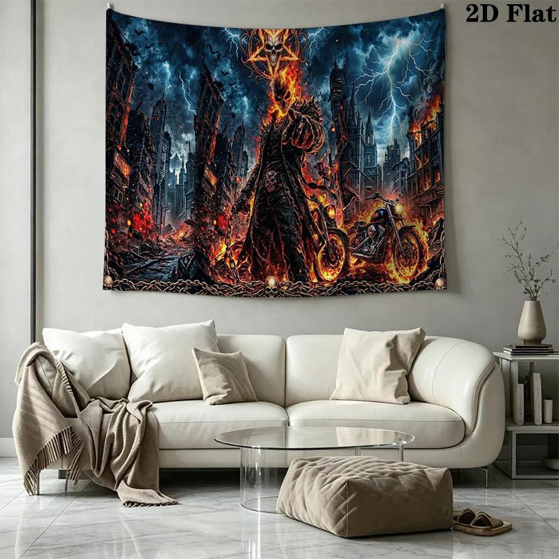 Horseman of Hell Wall Tapestry Aesthetic Wall Hanging Printed Fabric Blanket Decorative Tapestries for Bedroom Living Room Home Decor