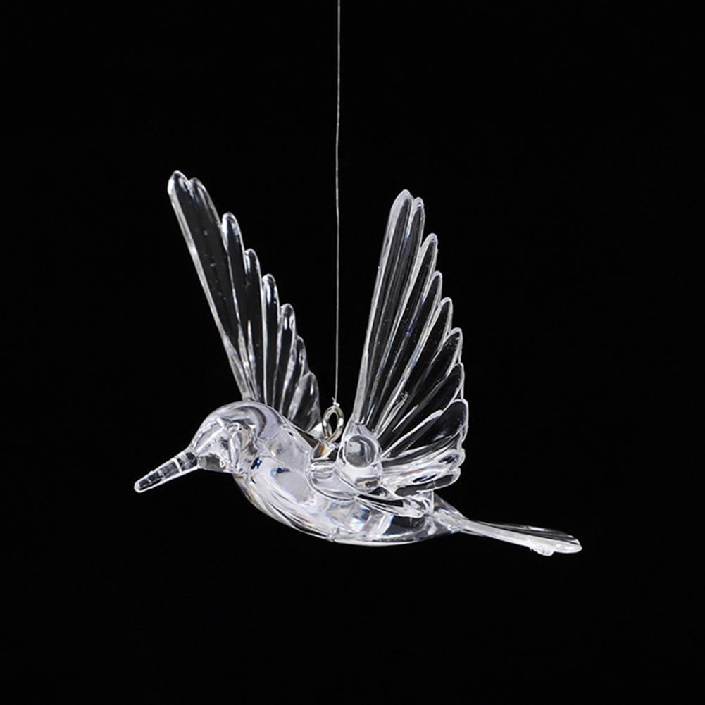 Transparent Decorative Bird Transparent Acrylic Bird Decor Hummingbird Hanging Ornaments with Hooks Transparent Flying Bird