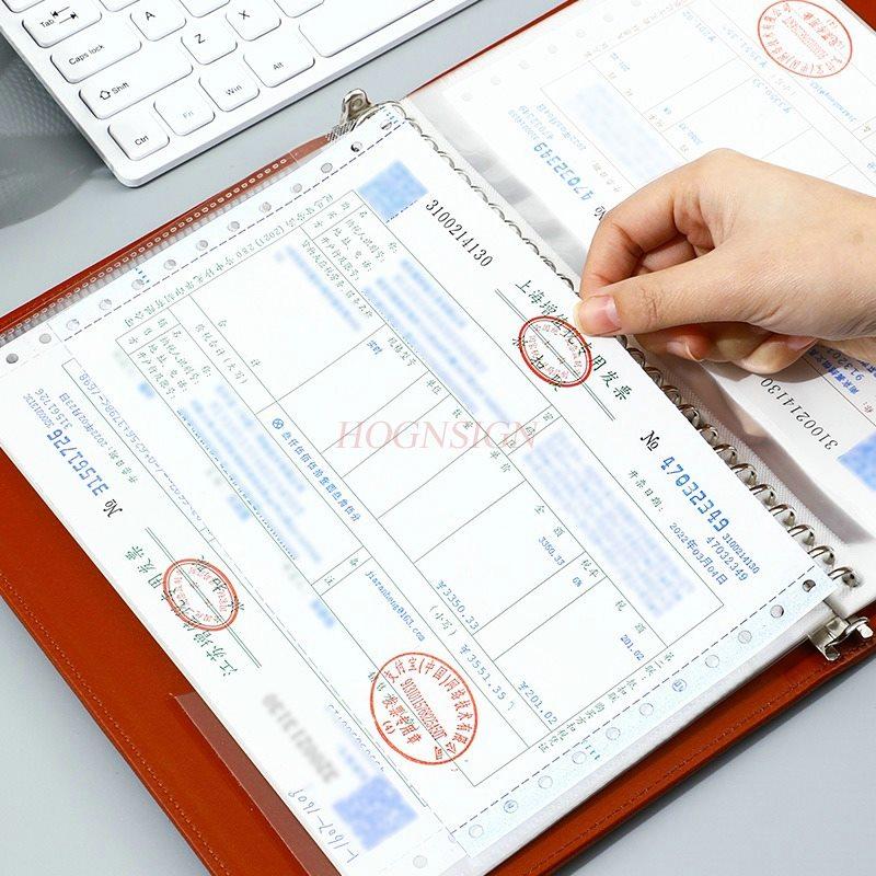Invoice folder, bill storage folder, leather high-end business archive bag, office supplies, stationery sorting artifact, value