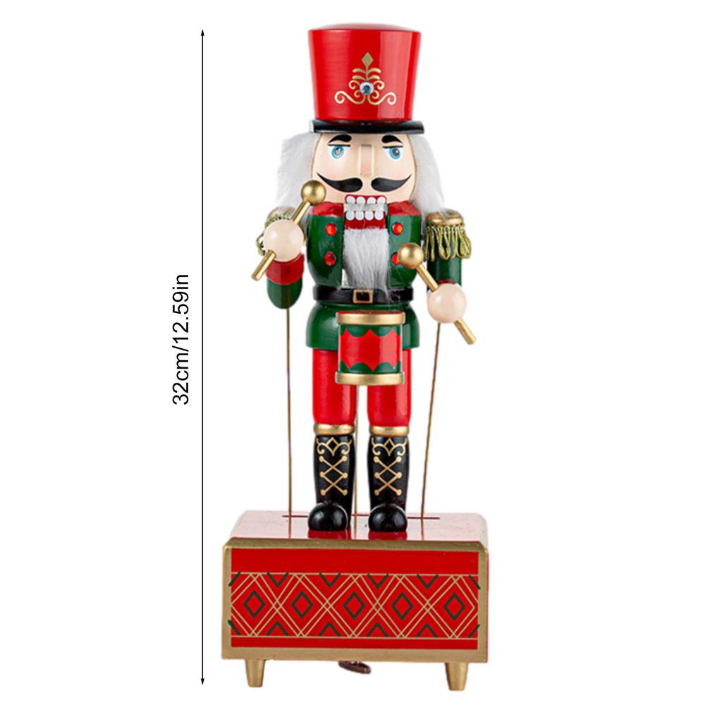 Christmas Ornaments Wooden Nutcracker Soldier Cartoon Character Music Box Home Tabletop Decoration Holiday Gifts