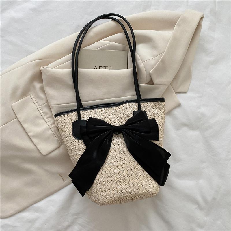 Newest Women Straw Handbags Fashion Holiday Totes Lovely Bow Shoulder Bags Fashion Beach Bags 3 Colors Drop Shipping
