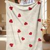 Red Heart Flannel Blanket Love Motif Beige Background Soft Plush Throw Sofa Couch Bed Decor Sweet Romantic Vibe Durable