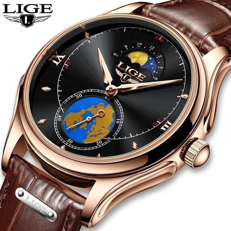 Buy LIGE 2022 New Mens Top Brand Luxury Watches Fashion Moon Phase Men