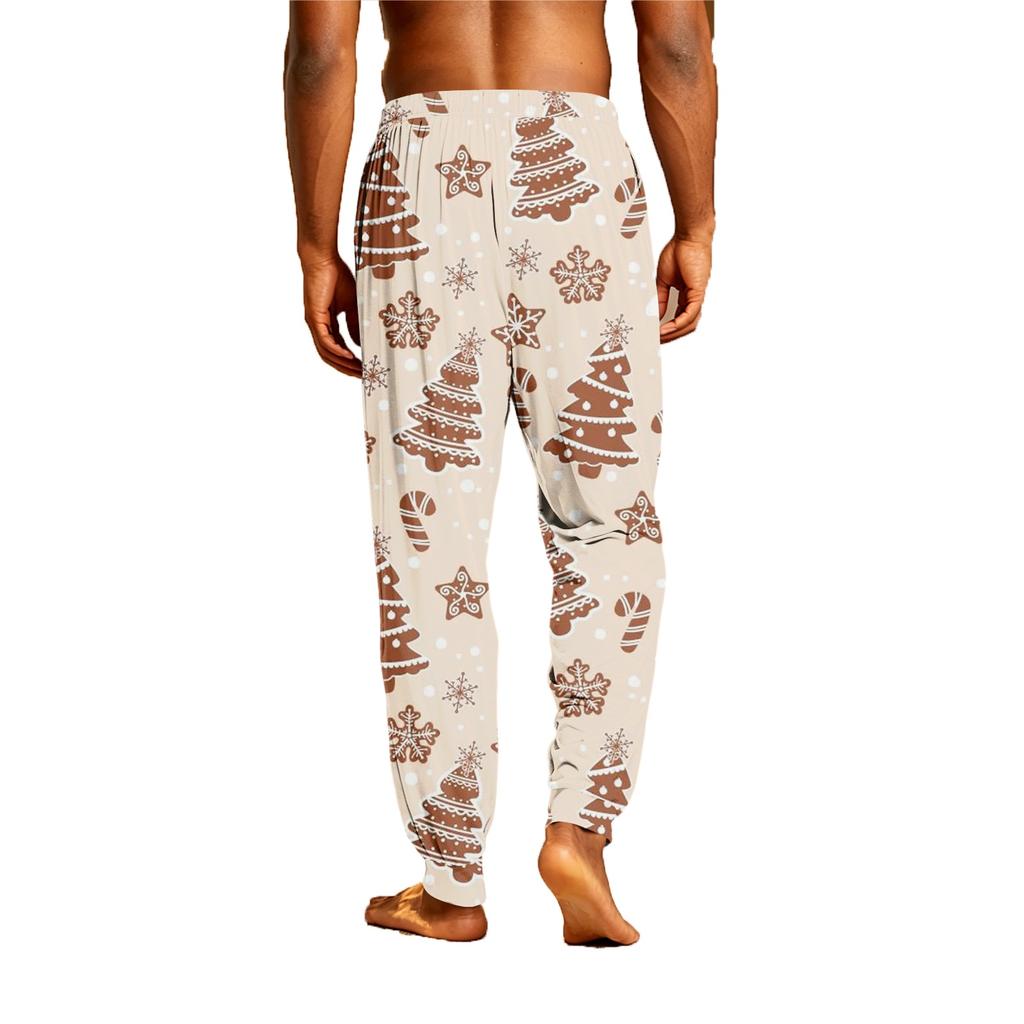 Men's Christmas Printed Thermal Pajama Pants for Winter Sleepwear