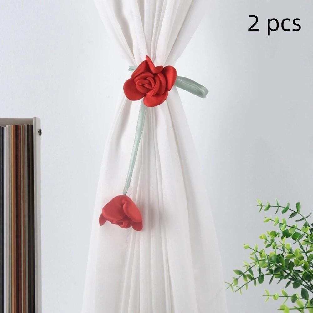2 PCS Fashion Curtain Straps Elegant Curtain Buckle Creative Tulip Curtain Tieback Living Room Rose Bright Red