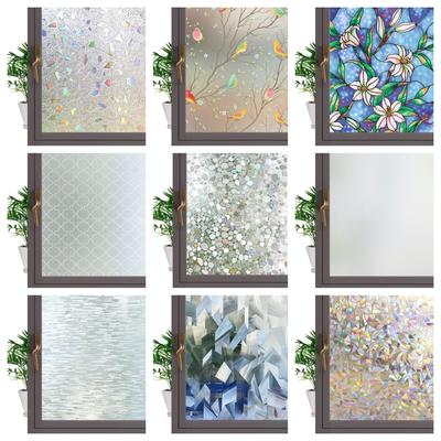 Film pour fenêtre en cristal 3D Protection de la vie privée Vinyle pour verre Vitrail Adhésif statique Adhésions Décoration de maison Autocollant de fenêtre décoratif pour verre