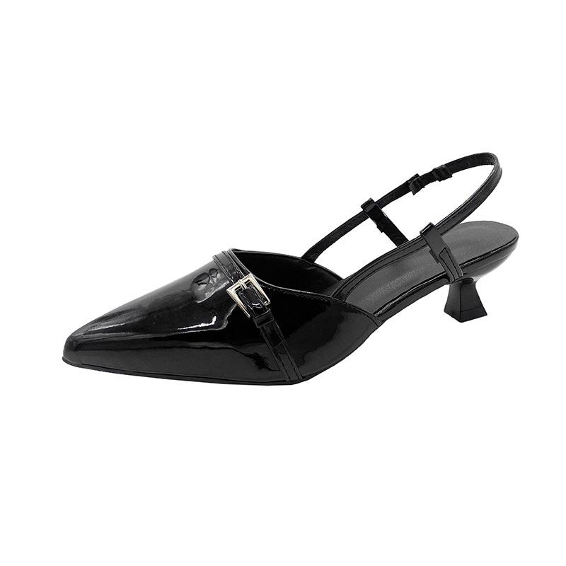 Fashion pointed high heels 2025 summer new high-end patent leather single shoes women wear thin heels bag head sandals tide