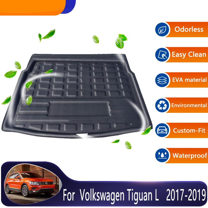 

Коврик в багажник автомобиля для VW Volkswagen Tiguan L MK2 2017 ~ 2019, экологически чистые коврики для хранения, коврики в багажник, напольные автомобильные аксессуары, EVA