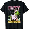Happy Eastrawr Dinosaur Bunny Costume Graphic Tee Men's Casual Cotton Short Sleeve T-Shirt
