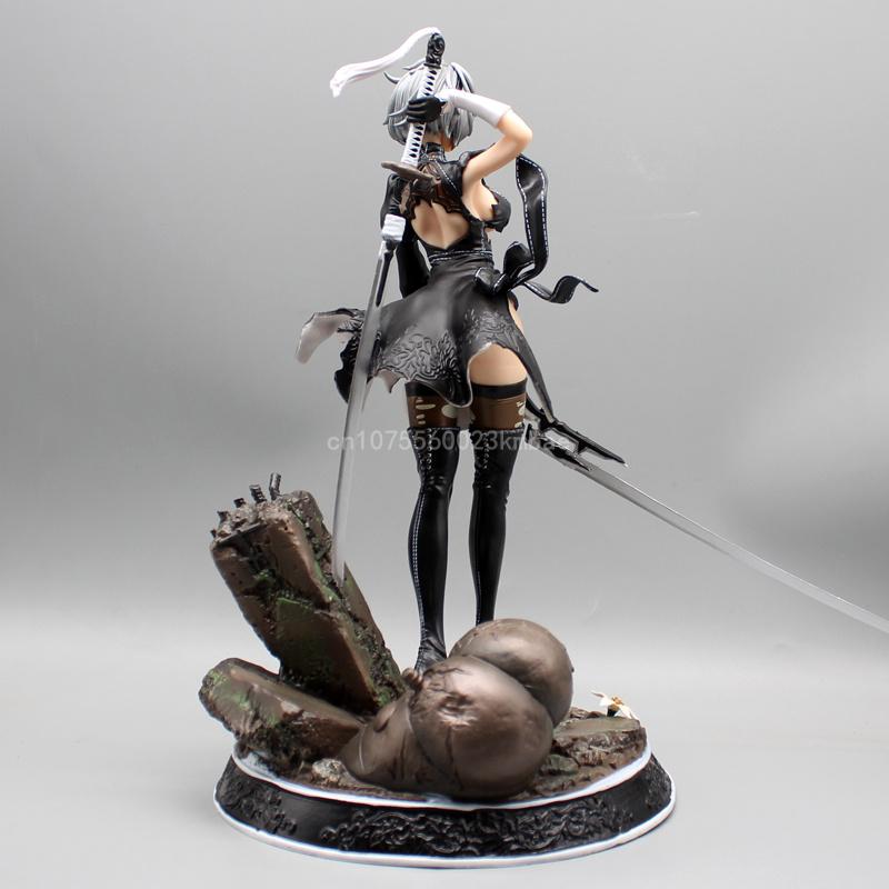 Nier Automata Figures Yorha No.2 Figure 33cm Pvc 2b Statue 2 Heads Action Figurine Collection Cars Ornament  Girls Gk Gifts