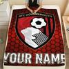 1PC Custom Name Afc Bournemouth Patterned Flannel Blanket Suitable For All Seasons for Home Decor Warmth and Comfort Gifts Holiday Present