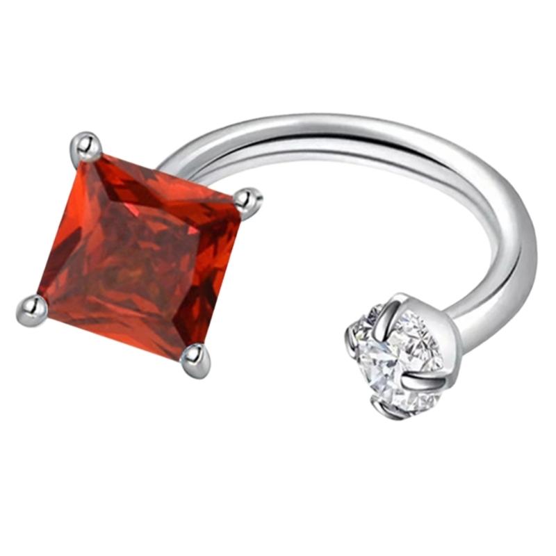 Sparkling Cubic Zirconia Square Studs Earrings Ear Cartilage Alloy Body Jewelry Lip Rings Suitable for Everyday Wear
