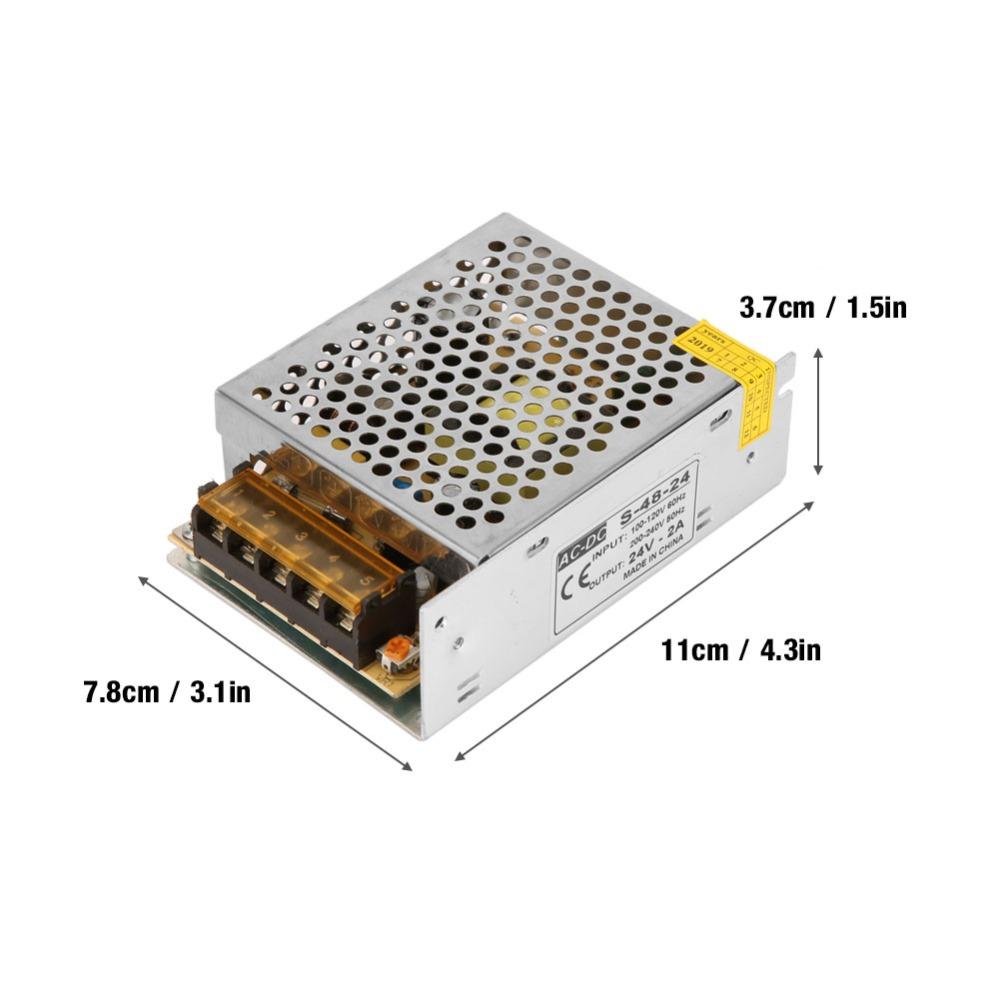 24v 2A 48W Power Voltage Converter 110V-220V AC Regulated Switching Transformer  LED Strip Camera