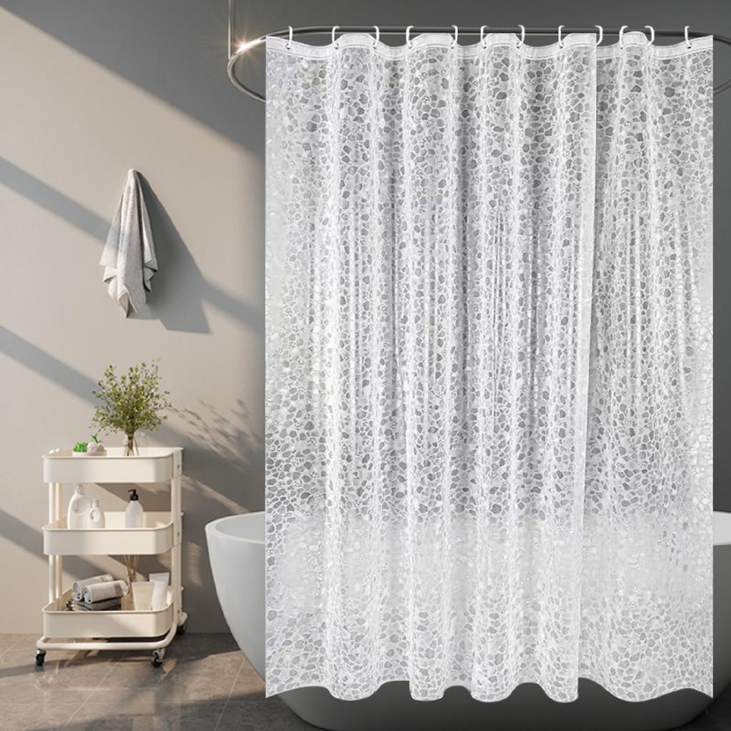 3D Crushed Stone Pattern Semi Transparent Waterproof Shower Curtain Bathroom Decor