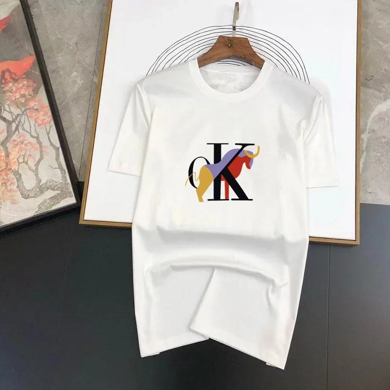 2024 summer and wocotton T-shirt fashion T-shirt top printing breathable oversized brand short-sleeved T-shirt