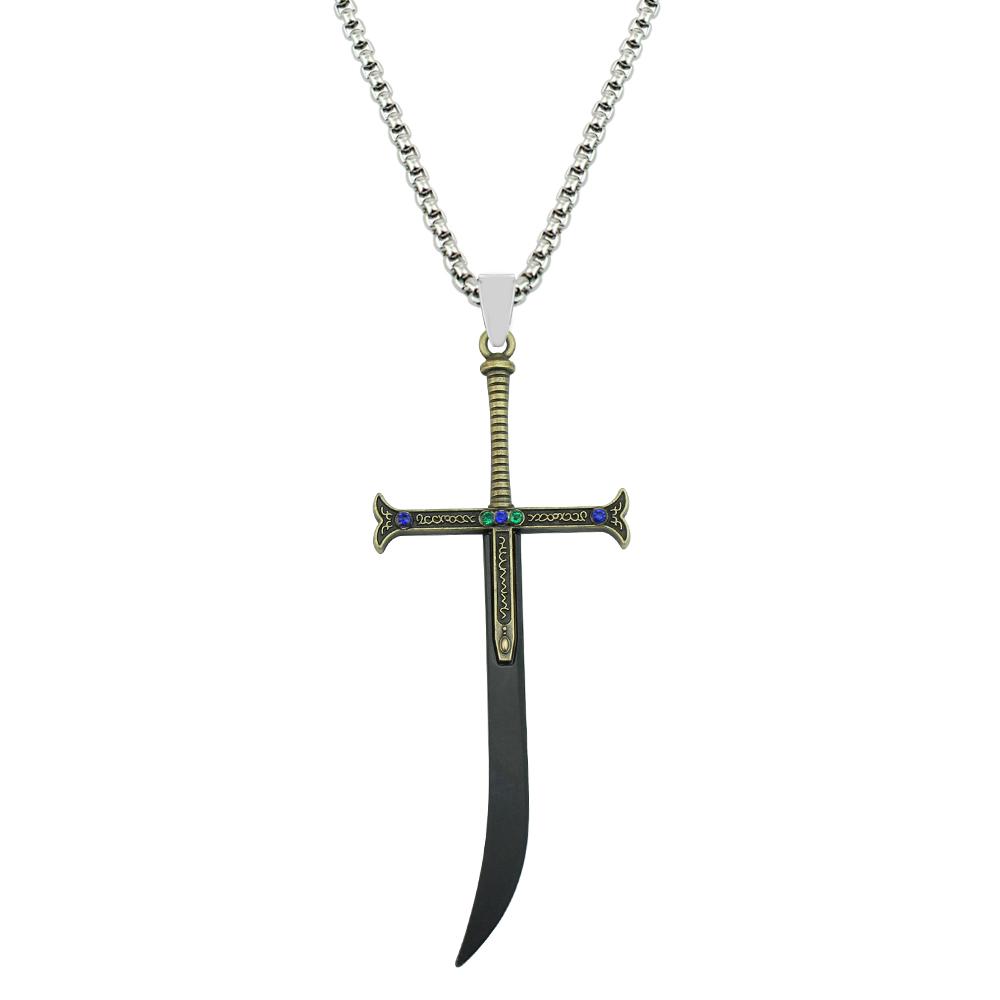Anime Náhrdelník Dracule Mihawk Křížový Meč Přívěsek Choker Náhrdelníky Pánské Šperky Doplňky Dárek