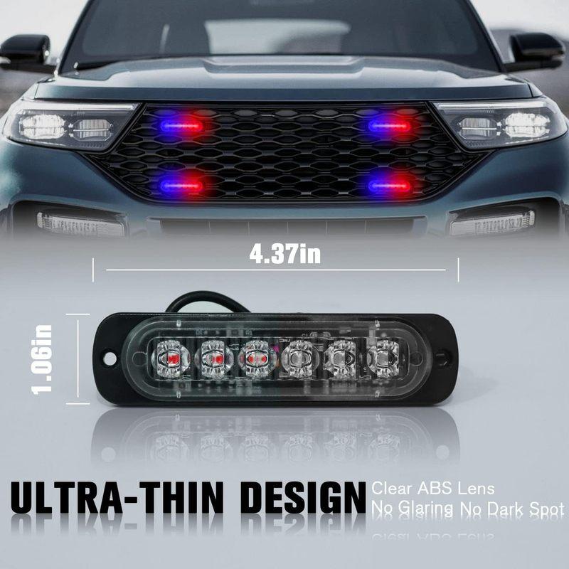 24 LED Police Lights for Car Grill Wireless Control Blue Red Yellow Flashing Beacon Auto Stroboscopes Led Strobe Lights 12-24V