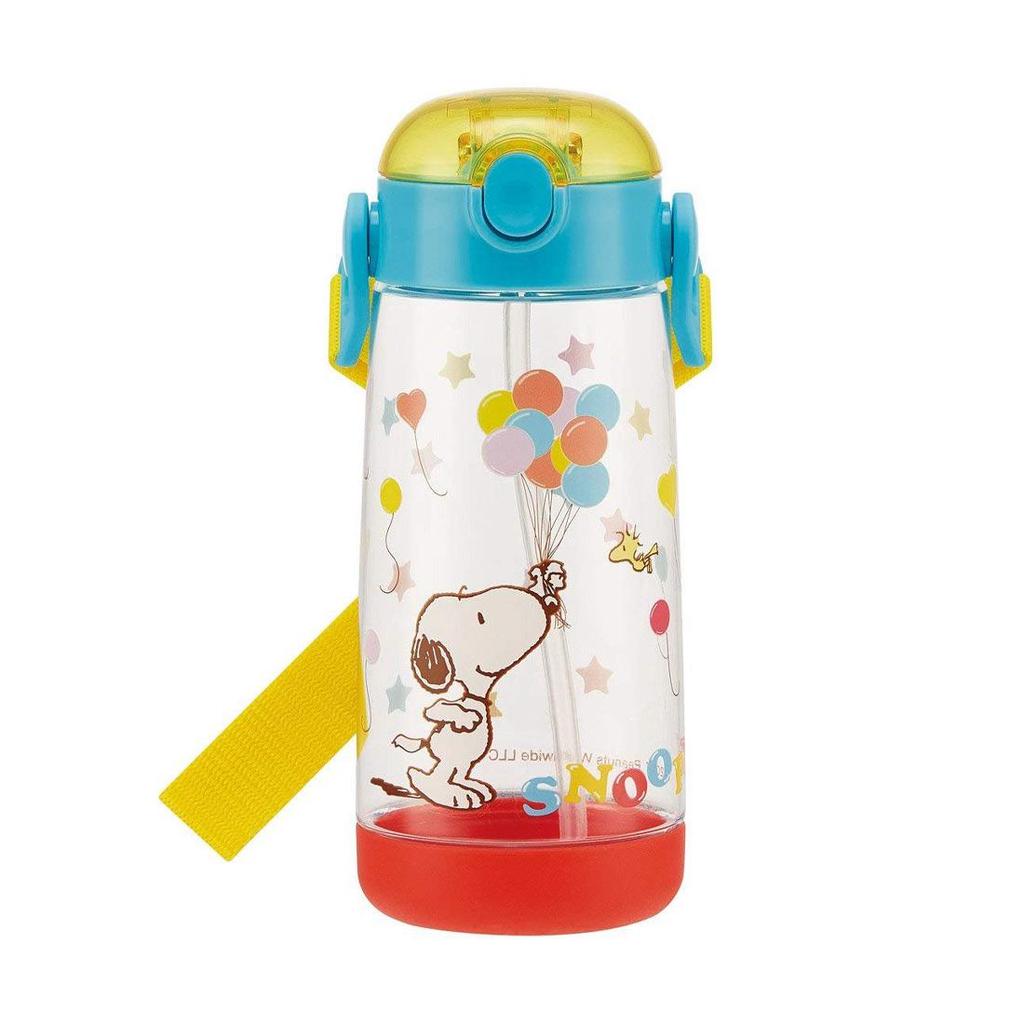 Imported Cute Cartoon Kids' Transparent Straw Water Bottle, 480ml