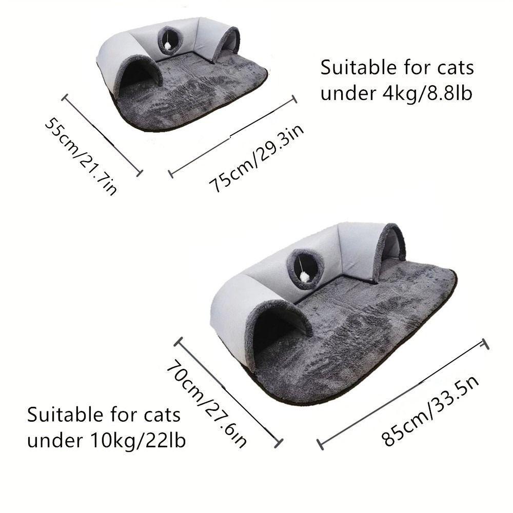 U-shaped Cat Tunnel Bed Removable Washable Play Mat Warm Cat House  Pet Interactive
