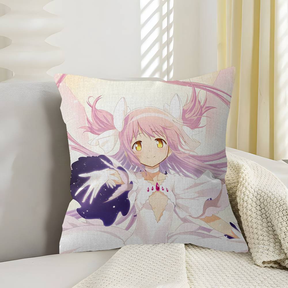 M-Madoka-Magica Pillow Covers Cartoon Sofa Decorative Home Double-sided Printing Short Plush Cute Cushion Cover