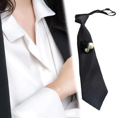 Damen Preppy Schüler Halsschleife für Uniform 3D Blumen Strasssteine Perlen Vorgebundene Krawatte Schulhemd Kragen Elastische Halsschleife