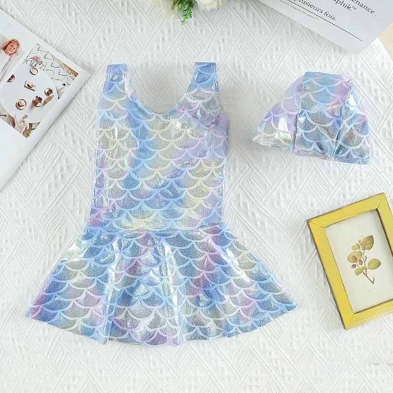 2023 Summer Girls' European Mermaid One-Piece Swimsuit Dress