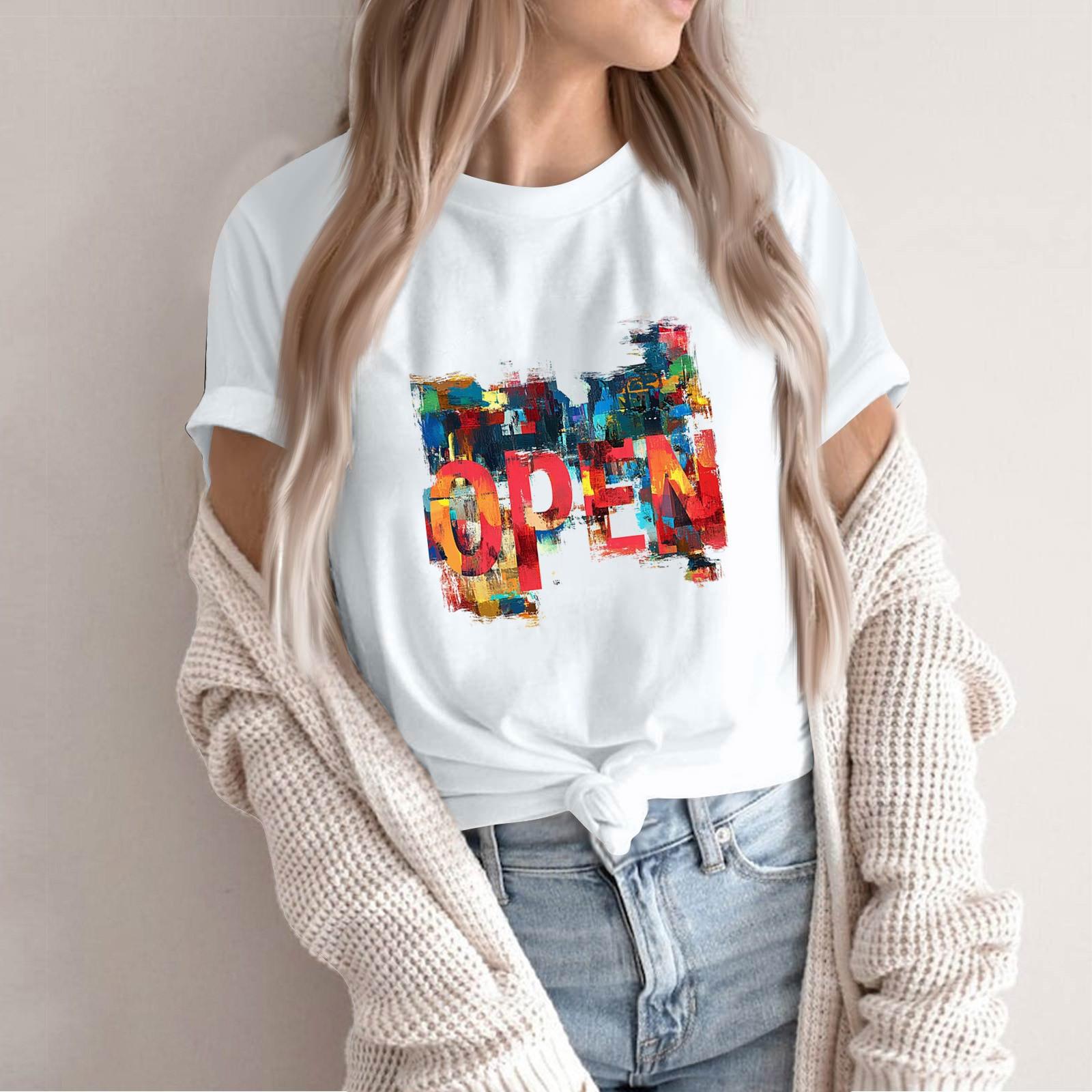 

Женская футболка с круглым вырезом и коротким рукавом, повседневная, с принтом XXXXXL белый