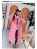 Women's 2023 Korean Style Long Down Jacket, Over-the-Knee, Three-Stripe, Thickened, Loose Fit, White Duck Down, Couple's Coat.