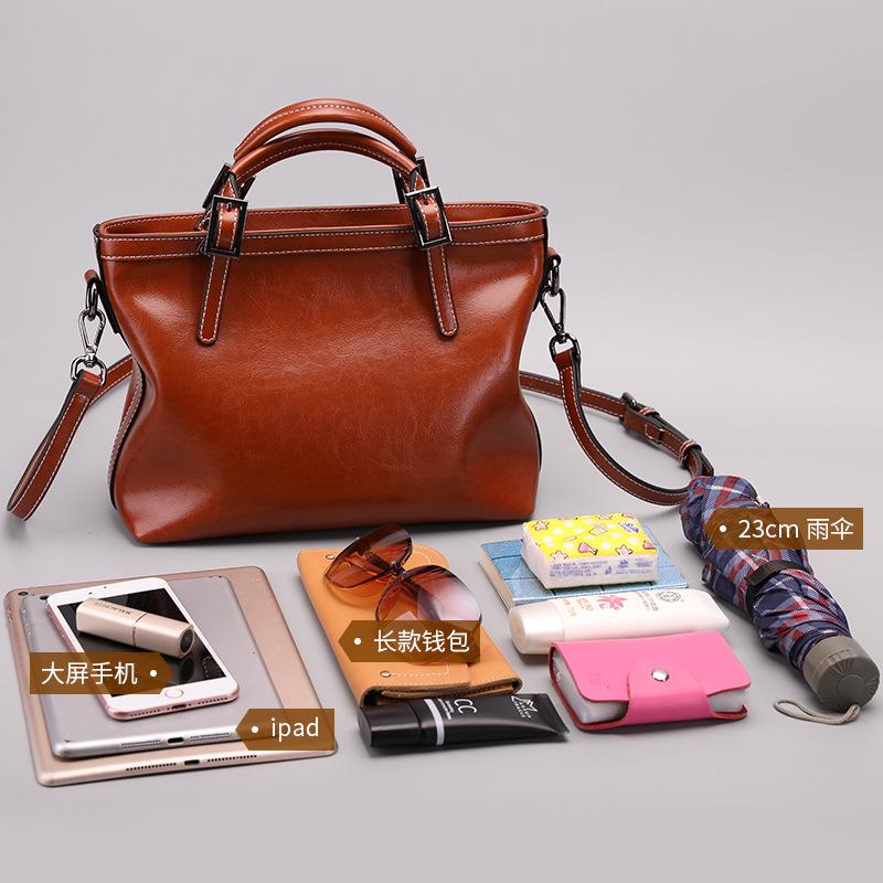 Women's Bag Genuine Leather Spring/Summer Handbag Simple Commuter Bag One Shoulder Straddle Bag