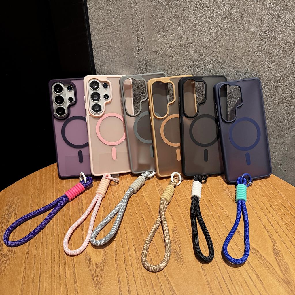 Wrist Strape Thin Magsafe Phone Case for Samsung Galaxy S26 S25 S24 Ultra S23 S22 FE A17 A16 A36 A56 A07 Magnetic Armor Cover