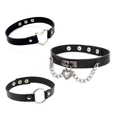 QIKEJI Choker Ladies Black Jirai Style Accessory Collar Gothic Unisex Leather Yami V Visual Kei Harajuku Cosplay Costume Fashion