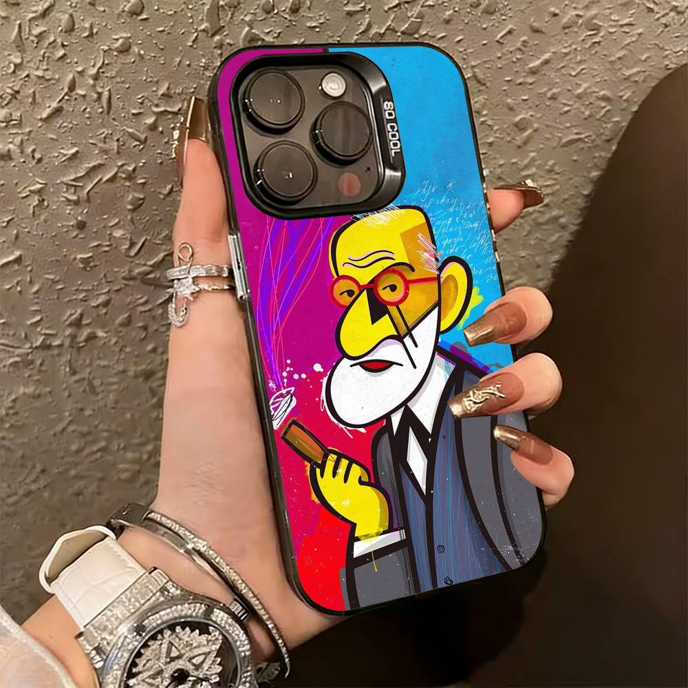 Sigmund Freud Psychoanalysis Phone Case For iPhone 17,16,15,14,13,12,11 Plus,Pro Max,XS,Colorful Silver Phone Case Funda Cover