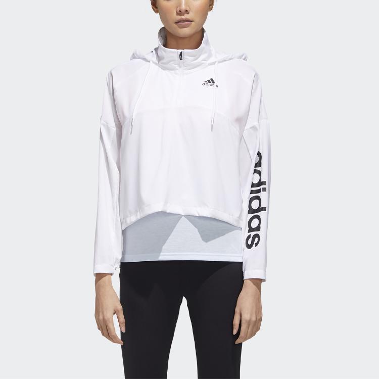 Adidas Womens Logo Print Windbreaker Jacket Women Jacket White GD4612