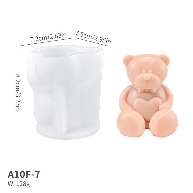 DIY Handmade Bear Candle Silicone Mold 3D Rose Love Rabbit Bears Plaster Crafts Resin Soap Mould Home Decoration Gift