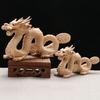 Peach Wood Chinese Dragon Figurine Bring Good Luck Wealth Carved Natural Wood Zodiac Dragon Mascot Statue Sculpture New Year Feng Shui Ornament