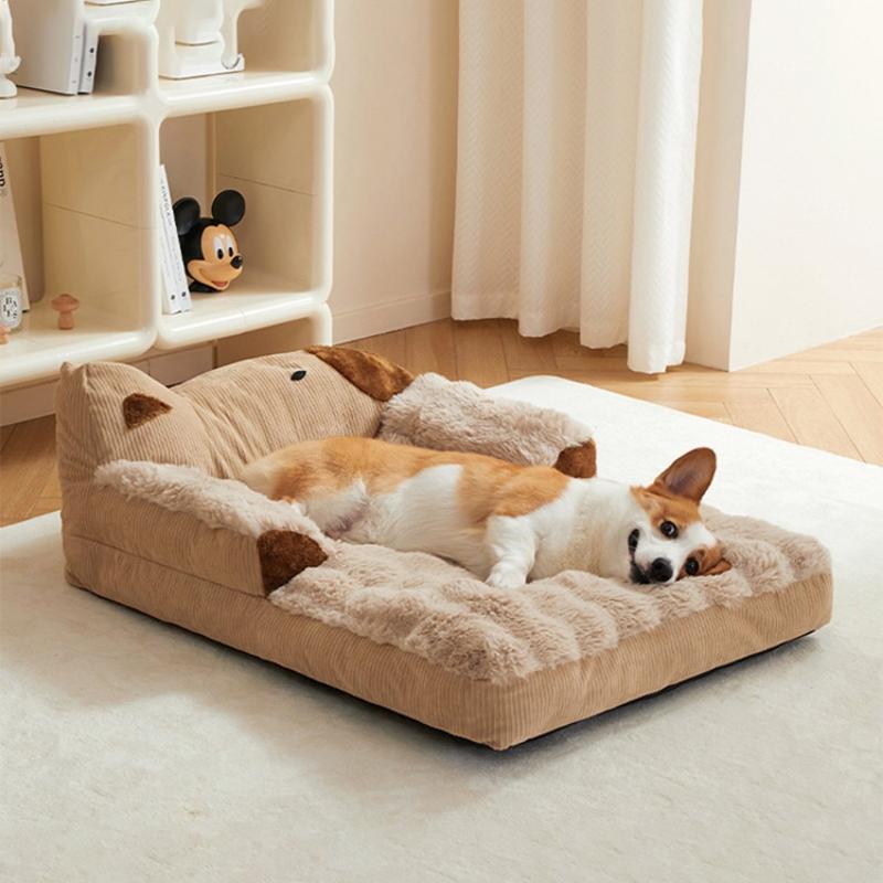 Winter Dog Cat Bedding Removable Cover Pet Sofa Bed Washable Thermal Insulation Cushion Anti Slip Bottom Chew Resistant Durable Pet Furniture