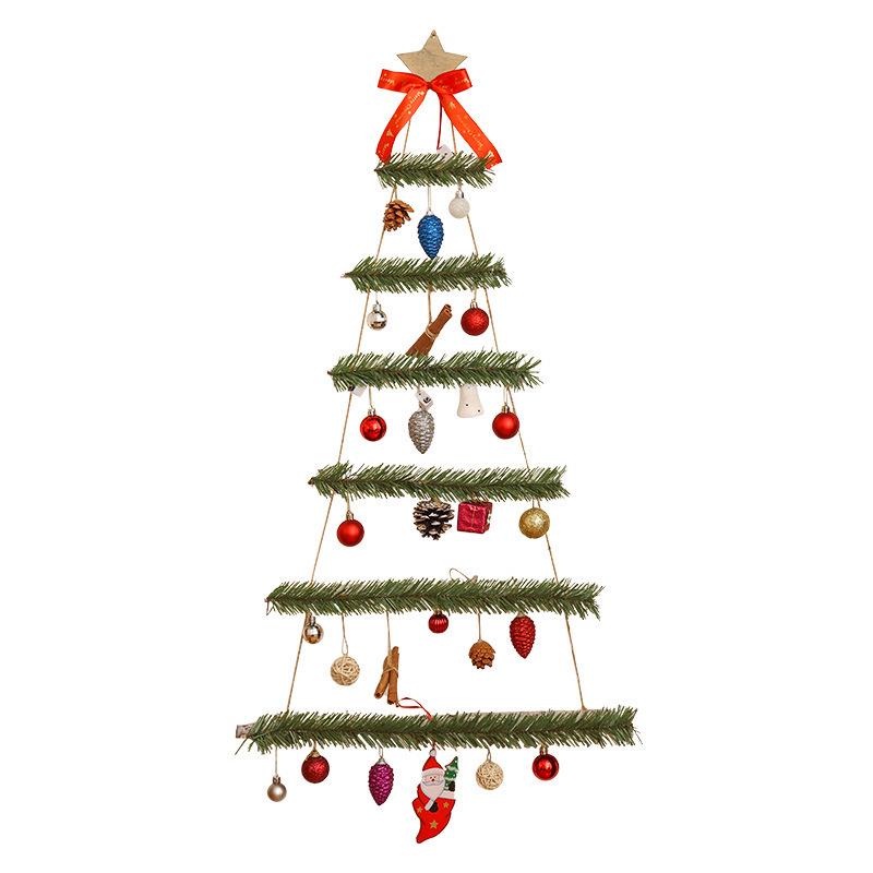 Luminous Christmas Tree Wall Decorations with Ornaments, Pine Cones, and Vines