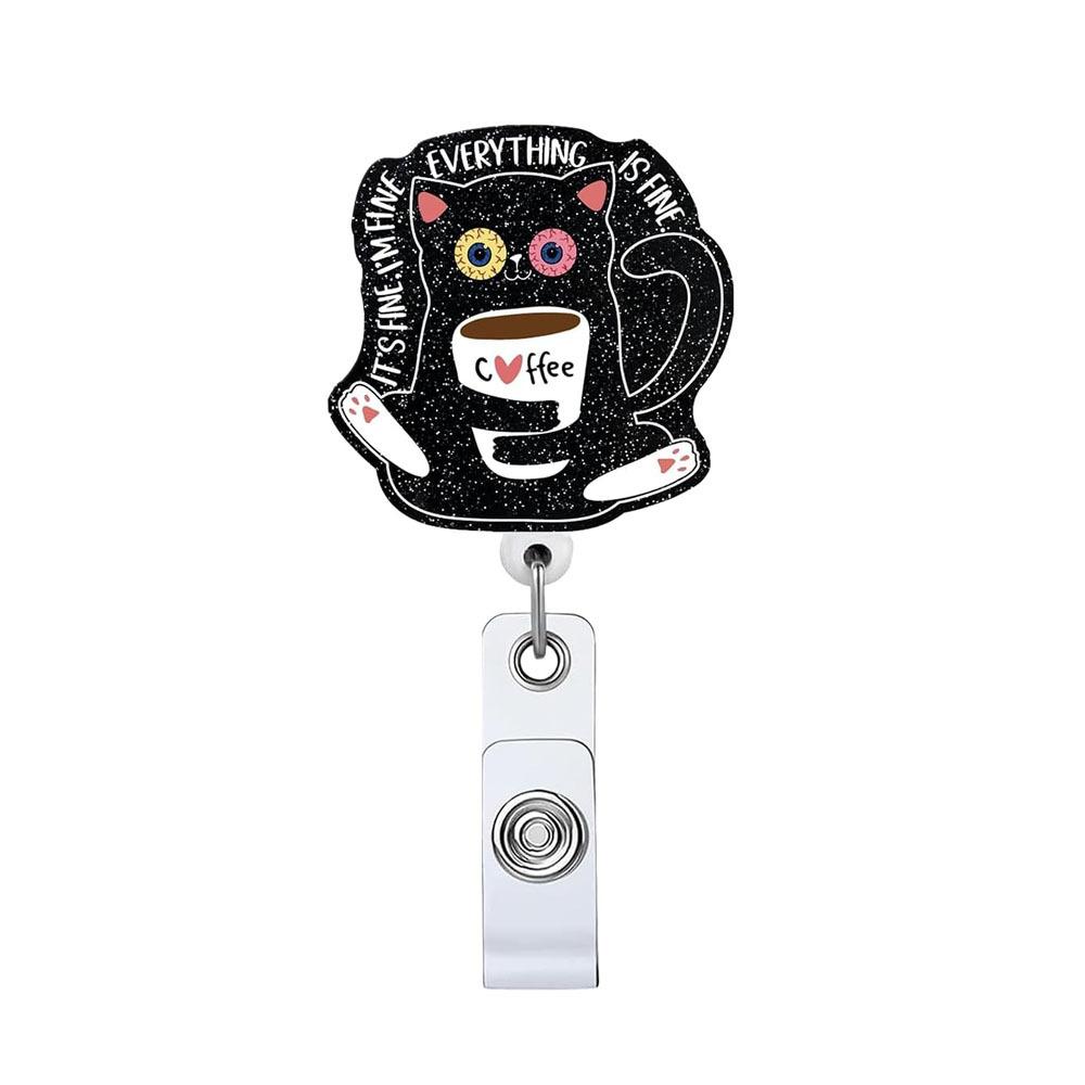 Glitter Acrylic Easy To Pull Badge Telescopic Buckle 360° Rotation Retractable Doctor Nurse Badge Reel Bottle Id Card Holder