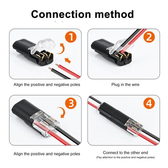 Cable Connector with Wire Stripper Locking Wire Flame Retardant Quick Connector 18-22AWG 2 Pin