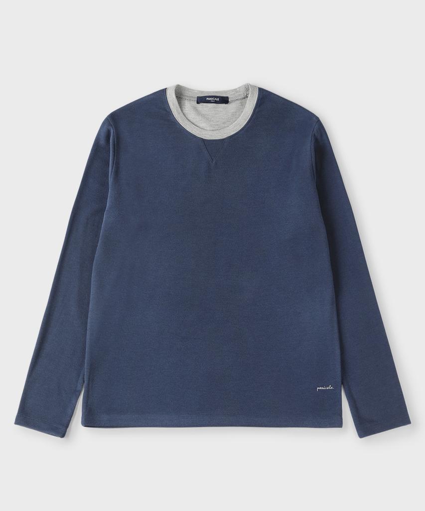 PANICALE Navy Soft Color Block Round T-Shirt