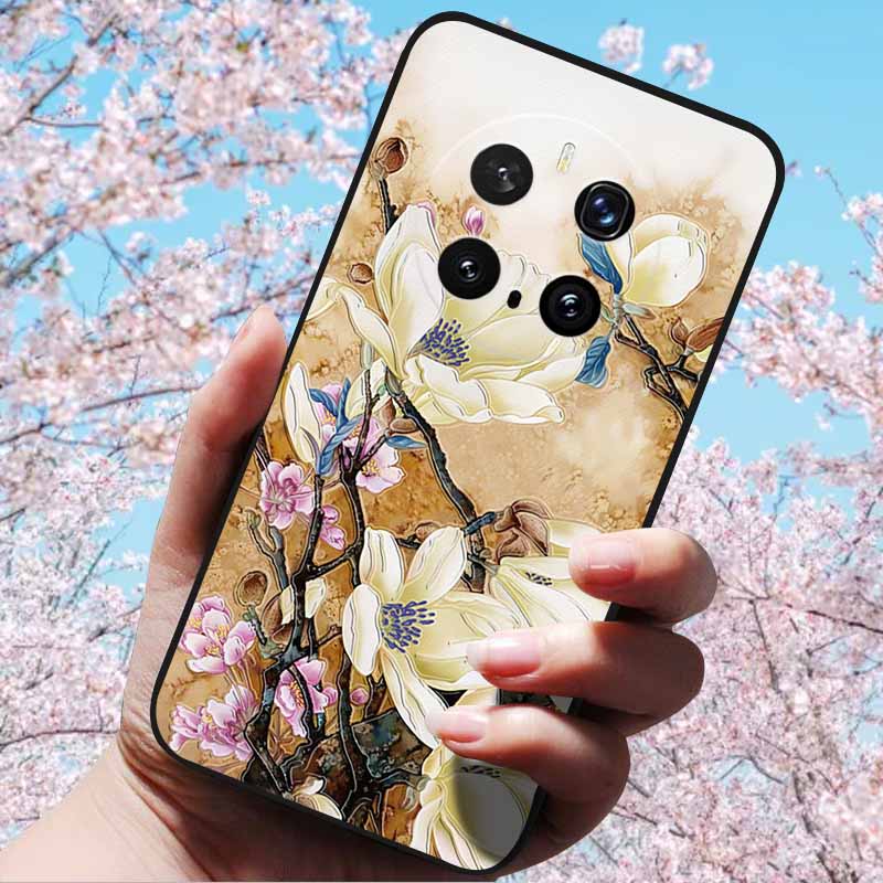 For Honor Magic7 Pro / Magic7 5G Cases 3D Relief Flower Emboss Soft Silicone For Magic7 Pro Magic 7 3D Cartoon Back Cover Cases