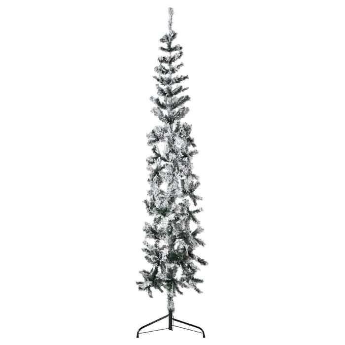 VidaXL Demi Artificial Christmas Tree Slim with Flocked Snow Christmas Tree Holiday Decoration Christmas Ornament 344607