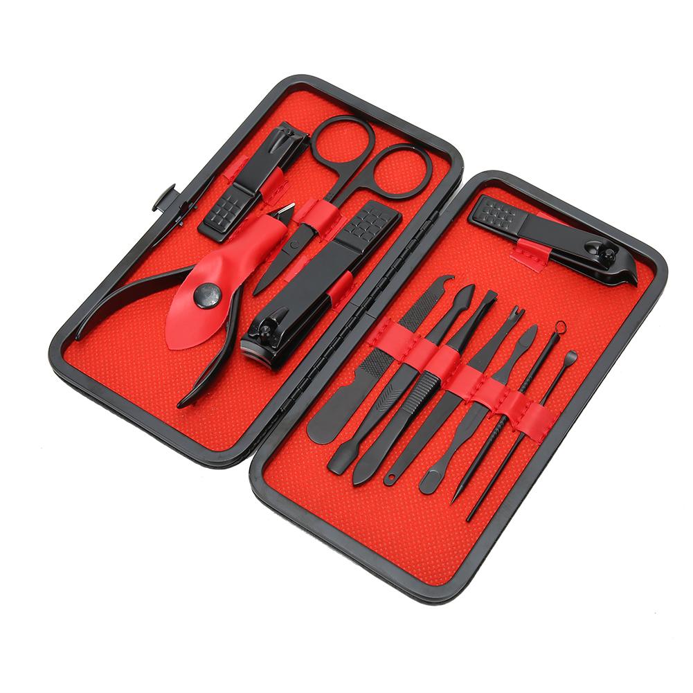 

12 шт., ножницы для бровей из нержавеющей стали, машинка для стрижки ногтей, толкатель омертвевшей кожи, набор инструментов для маникюра